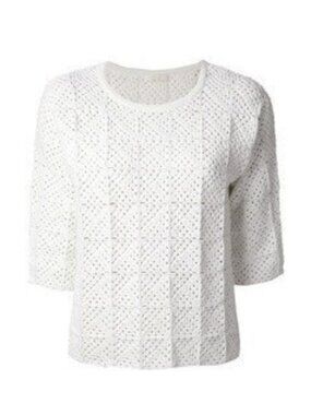 Chloe Crochet Top Long Sleeve Blouse White Size XS